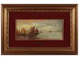 Fortunato Giulio Faini, Sailing ships, oil on panel