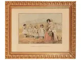 Basilio Cascella, Easter in the village, etching. in frame