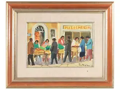 Market by Rodolfo Marma, oil on canvas cardboard, offered Dec 2024