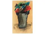 Sergio Scatizzi, Vase of flowers, crayons on cardboard