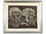 Beppe Serafini, Couple 1977, woodcut on paper