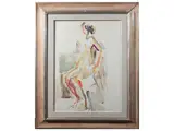 Silvio Loffredo, Nudo 1967, watercolor on canvas paper