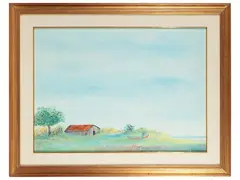 Paesaggio con barca by Giovanni Omiccioli, oil on canvas, offered Dec 2024