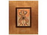 Remo Brindisi, Donna con colombi, lithograph on silver plate