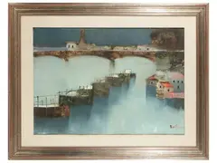 Lido Bettarini, Paris the Seine, oil on canvas