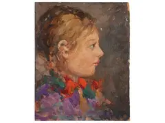 Ritratto di mia figlia "Laura" 1957 by Gino Paolo Gori, oil on cardboard, offered Dec 2024