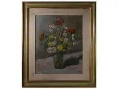 Silvio Pucci, Flowerpot, oil on canvas