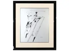 Remo Brindisi, Compositions with characters, pair of lithographs on silver paper