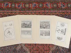 Hunting in antiquity by Bernard de Montfaucon, four copper engravings, offered Dec 2024