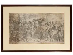 Giovanni Lanfranco, Triumph of a Roman emperor, Etching in frame