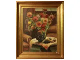 Georges Daumerie, Interior with vase of flowers 1933, oil on canvas