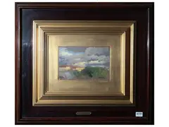 Weighting with houses by Alberto Zardo, Oil sketch on panel, offered Dec 2024