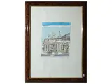 Orfeo Tamburi, Glimpse of Paris, watercolored lithograph