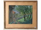 Achille Dal Lago, Lot of watercolors, Landscape with farmhouses and trees