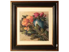 The roses by Renzo Martini, oil on panel, offered Dec 2024