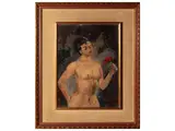 Gino Paolo Gori, Nude with flower, oil on canvas
