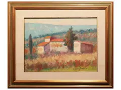 Landscape by Dino Migliorini, oil on hardboard, offered Dec 2024