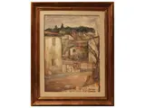 Francesco Inverni, Landscape with houses, oil on canvas