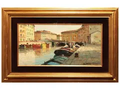 Old Livorno by Renzo Martini, oil on hardboard, offered Dec 2024