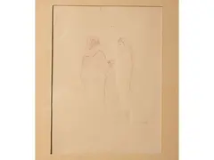 Two female figures by Renato Natali, pencil on paper, offered Dec 2024