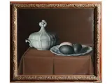 Rossella Segreto Annigoni, Composition with majolica and eggs, oil on canvas