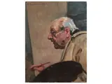 Michele Garinei, Self-portrait at the easel 1946, oil on canvas
