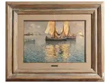 Fausto Pratella, Fishermen in Posillipo, oil on panel