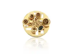 'Ricerca formale. Opera 44' 1970-1975 yellow gold brooch with sapphire by Alberto Giorgi, diameter, offered Nov 2024