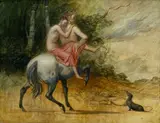 Riccardo Tommaso Ferroni, Achille e Chirone, Mixed media on canvas