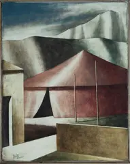 Marcello Scuffi, Le apuane ed il circo, 2002, Oil on canvas