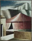 Marcello Scuffi, Le apuane ed il circo, 2002, Oil on canvas