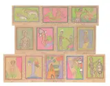 Frédéric Bruly Bouabré, Single lot consisting of 10 works, 1989, Ballpoint pen and colored pencils on cardboard