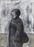 Xavier Bueno, Ragazzo con zaino, 1964, Oil on canvas