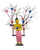 John Goba, Senza titolo, 2011, Painted wooden sculpture with quills