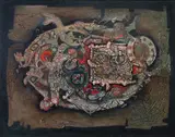 Mario Persico, Grande occhio della mente, 1959, Assemblage on canvas