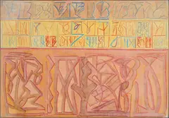 Riccardo Licata, Astrazione genetica, 1974, Egg tempera on canvas