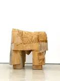 Josef Felix Müller, Stuhl (Kopf), 1992, Poplar wood sculpture