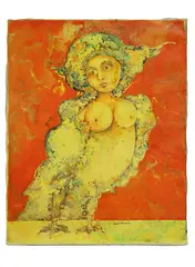 Sakti Burman, Femmina piccione, 1973, Oil on canvas