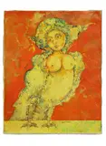 Sakti Burman, Femmina piccione, 1973, Oil on canvas