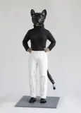 Stephan Balkenhol, Katzenfrau, 2022, Painted bronze sculpture