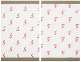 Matt Sheridan Smith, Broken pattern (cyclist), 2013, Diptych of mixed media and collage of paper on canvas