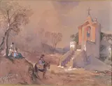 Giacinto Gigante, Santa Maria di Montecucco- Terracino Caserta, Mixed media on papaer
