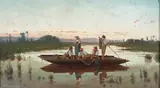 Giuseppe Laezza, Fishing boat at sunset