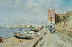 Attilio Pratella, Napoli, Vigliena, oil on panel