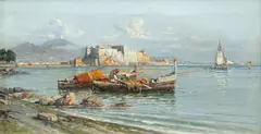 Giuseppe Carelli, Neapolitan beach, oil on canvas