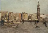 Eugenio Scorzelli, Naples, Market Square, oil on panel