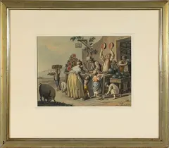 Saverio della Gatta, a) Return from Montevergine; b) The Neapolitan Melonaro, pair of watercolors on paper