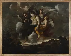 Girolamo Troppa, Saint Mary Magdalene taken to heaven by angels, oil on canvas