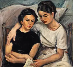 Emilio Notte, Le due amiche, 1940, Oil on board