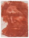 Pietro Annigoni, Volto d'uomo, 1980, Sanguine on cardboard